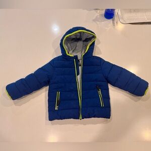 Blue Hooded Toddler Puffer Jacket